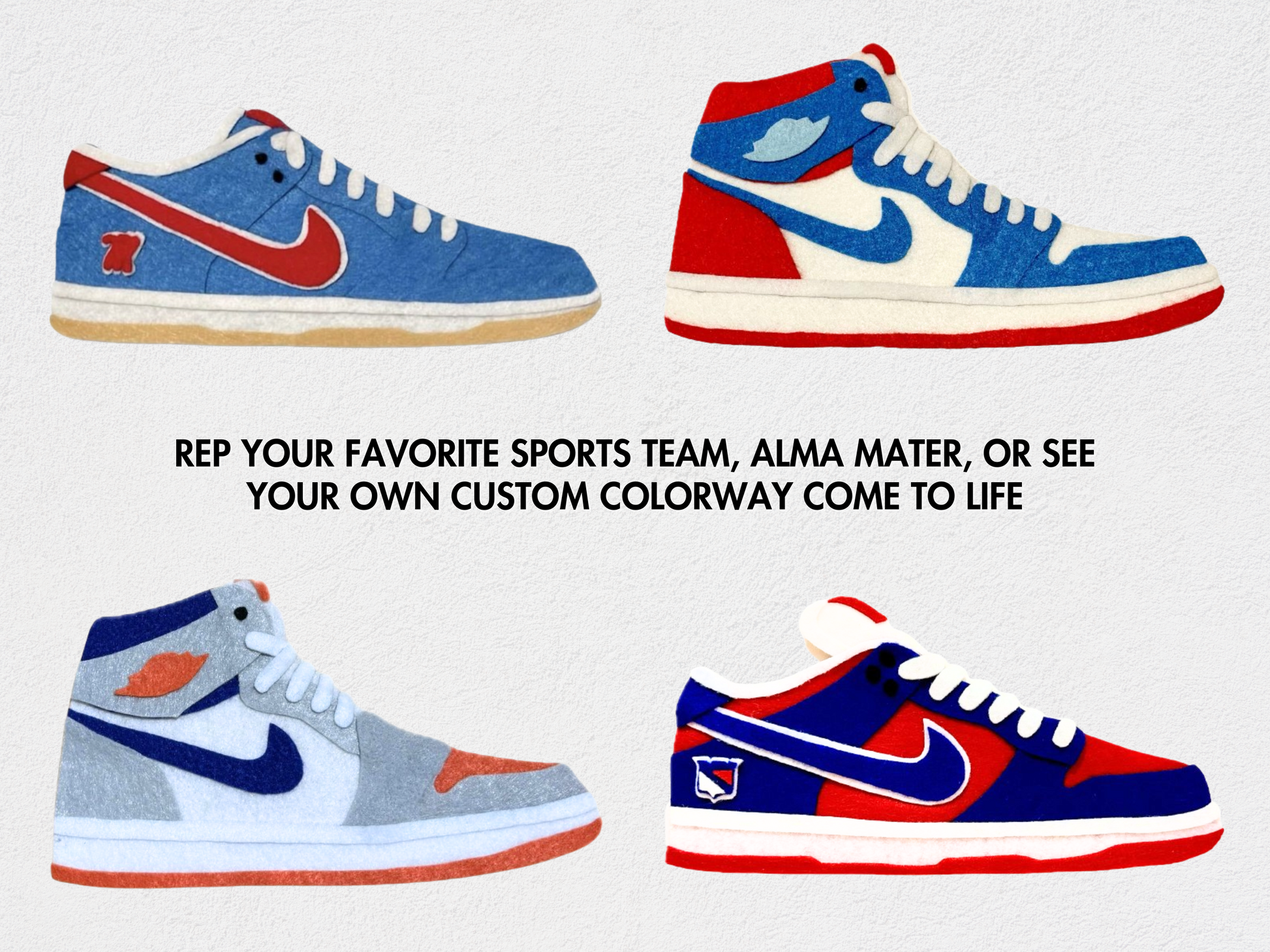 Custom handmade felt sneaker art, framed